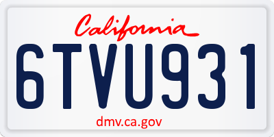 CA license plate 6TVU931