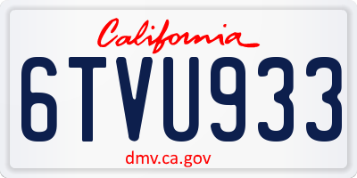 CA license plate 6TVU933