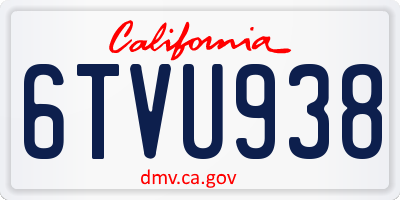 CA license plate 6TVU938