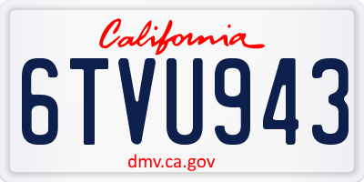 CA license plate 6TVU943