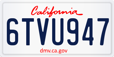 CA license plate 6TVU947