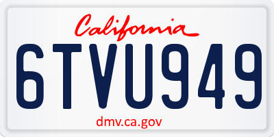 CA license plate 6TVU949