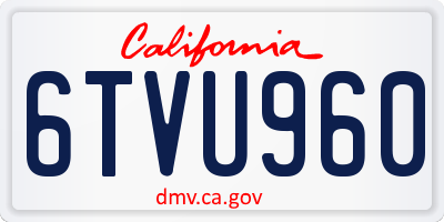 CA license plate 6TVU960