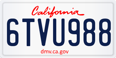 CA license plate 6TVU988