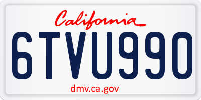 CA license plate 6TVU990