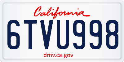CA license plate 6TVU998