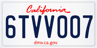 CA license plate 6TVV007