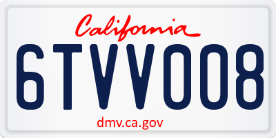 CA license plate 6TVV008