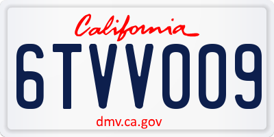 CA license plate 6TVV009