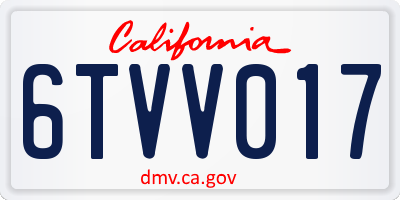 CA license plate 6TVV017