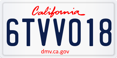 CA license plate 6TVV018