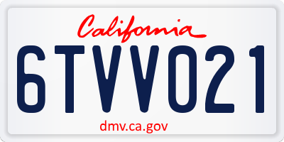 CA license plate 6TVV021