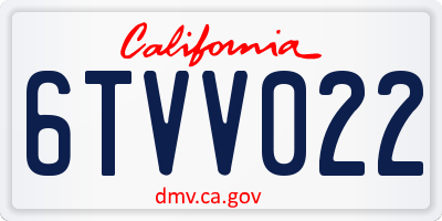 CA license plate 6TVV022
