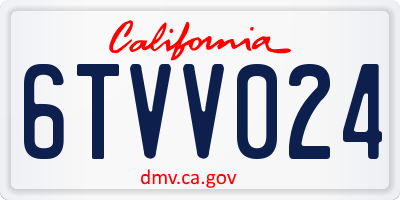 CA license plate 6TVV024