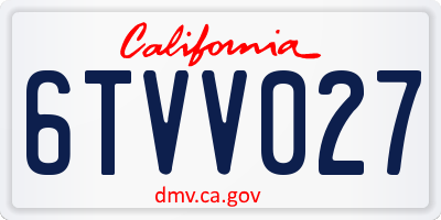 CA license plate 6TVV027