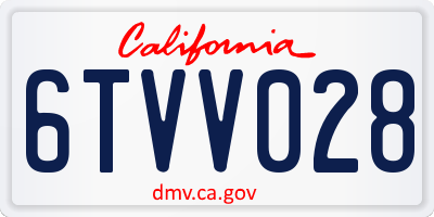 CA license plate 6TVV028
