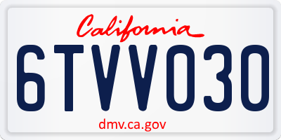 CA license plate 6TVV030