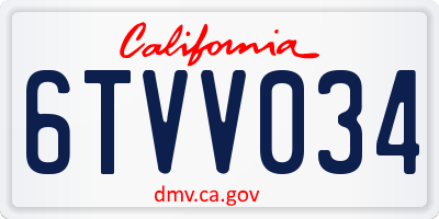 CA license plate 6TVV034