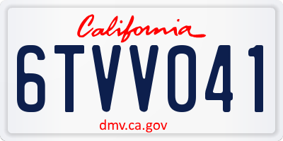 CA license plate 6TVV041