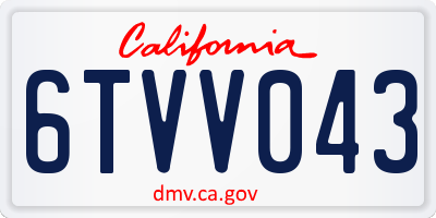 CA license plate 6TVV043