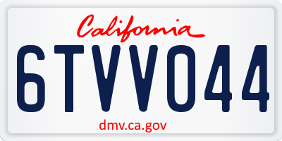 CA license plate 6TVV044