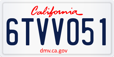 CA license plate 6TVV051