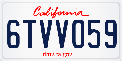 CA license plate 6TVV059