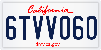 CA license plate 6TVV060