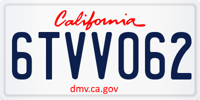 CA license plate 6TVV062