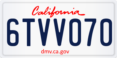 CA license plate 6TVV070