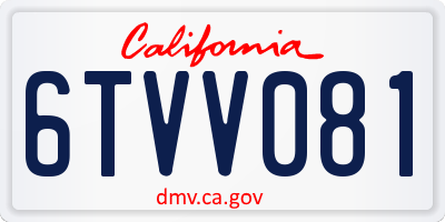 CA license plate 6TVV081