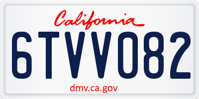 CA license plate 6TVV082