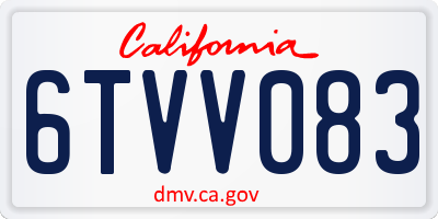 CA license plate 6TVV083