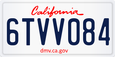 CA license plate 6TVV084