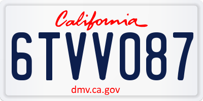 CA license plate 6TVV087