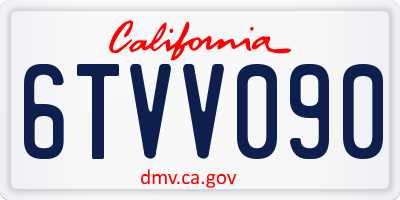 CA license plate 6TVV090
