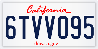 CA license plate 6TVV095