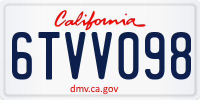 CA license plate 6TVV098
