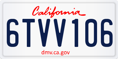 CA license plate 6TVV106