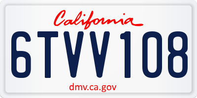 CA license plate 6TVV108