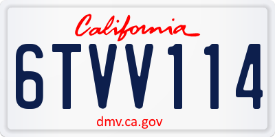 CA license plate 6TVV114