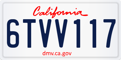 CA license plate 6TVV117