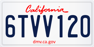 CA license plate 6TVV120