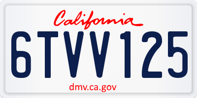 CA license plate 6TVV125