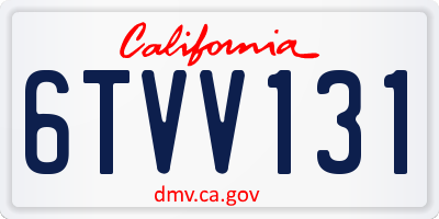 CA license plate 6TVV131