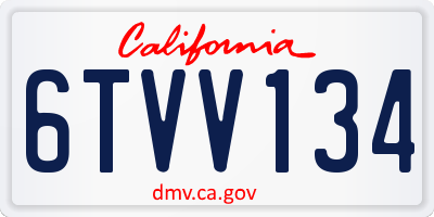 CA license plate 6TVV134