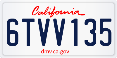 CA license plate 6TVV135
