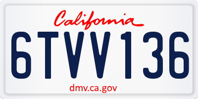 CA license plate 6TVV136