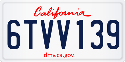CA license plate 6TVV139