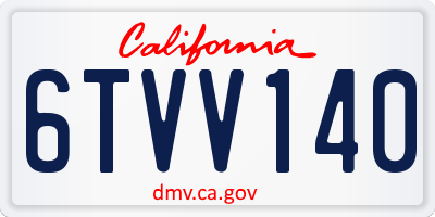CA license plate 6TVV140
